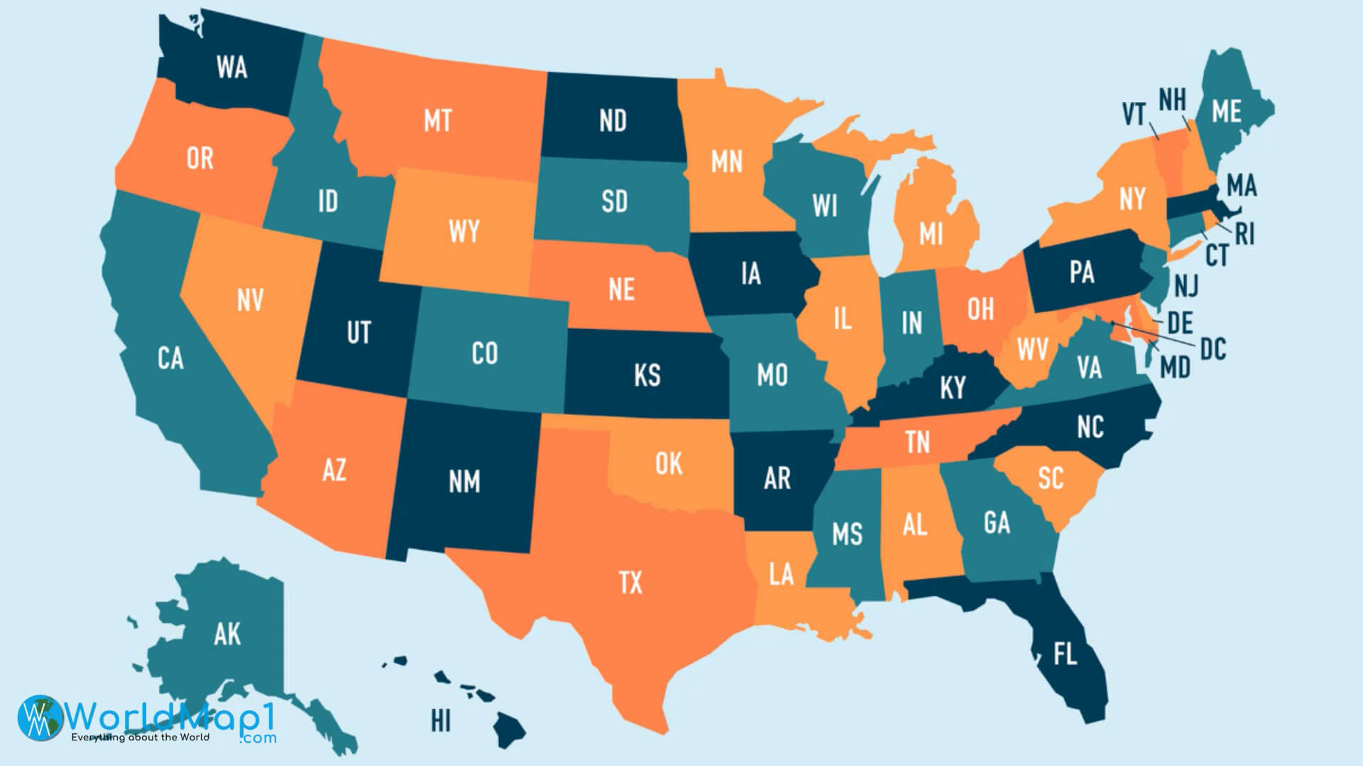 Colored Map of the United States